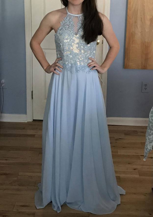 A-Line/Princess Halter Floor-length Prom Dresses