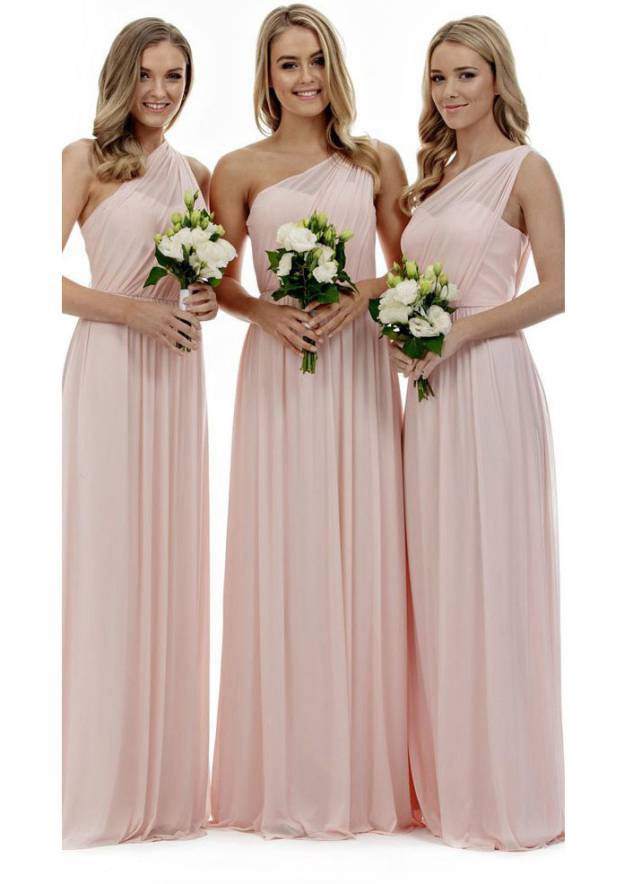 A-Line/Princess One-Shoulder Long/Floor-Length Chiffon