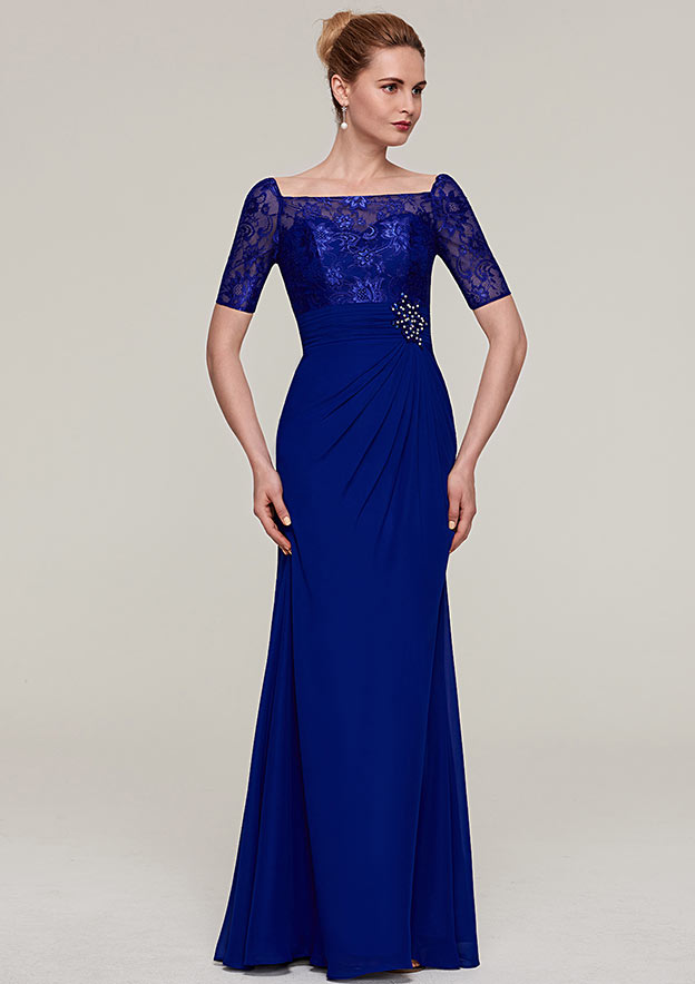 Square Neckline Floor-length Dress With Belt Clover