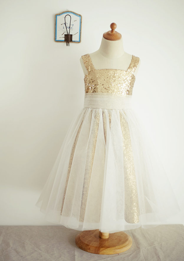 A-Line/Princess Tulle Flower Girl Dresses With Pleated