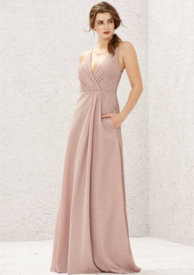 jersey a line bridesmaid dress A-Line V-Neck Floor-Length Jersey Bridesmaid Dress