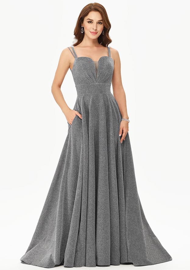 A-Line Sweetheart Satin Floor Length Classic Gown Dusty Rose