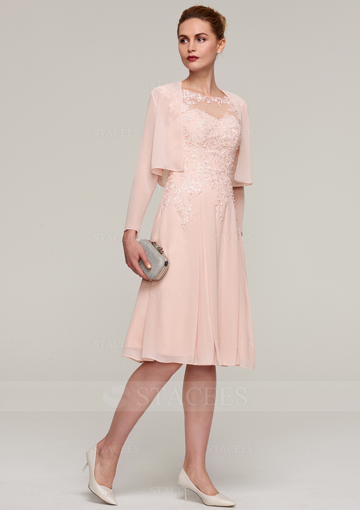 A-line/Princess Bateau Sleeveless Knee-Length Chiffon Mother