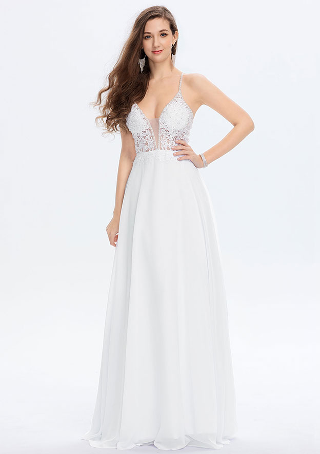 V-neck Chiffon and Lace Long Boho Dresses Jade Plus Size main image 0