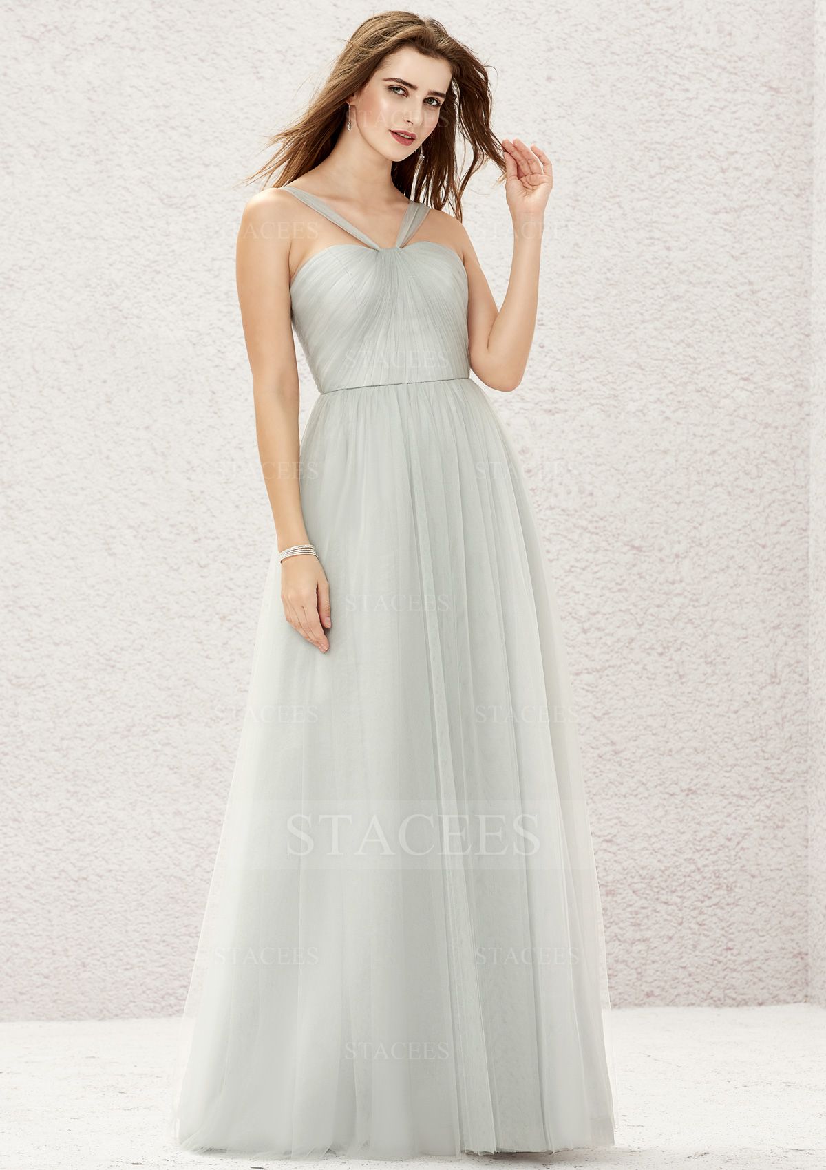 light gray bridesmaid dress Kennedy Blue Sofia Bridesmaid Dress