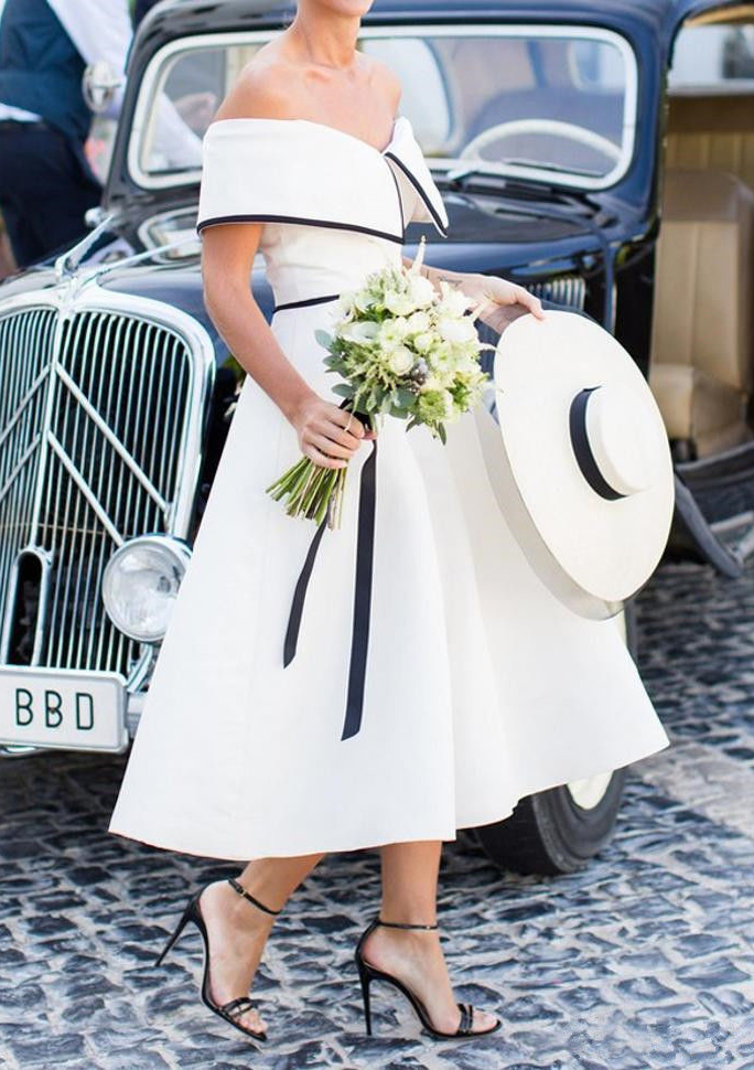 white off shoulder pencil dress White Off Shoulder Pleated Pencil Bridesmaid Dress