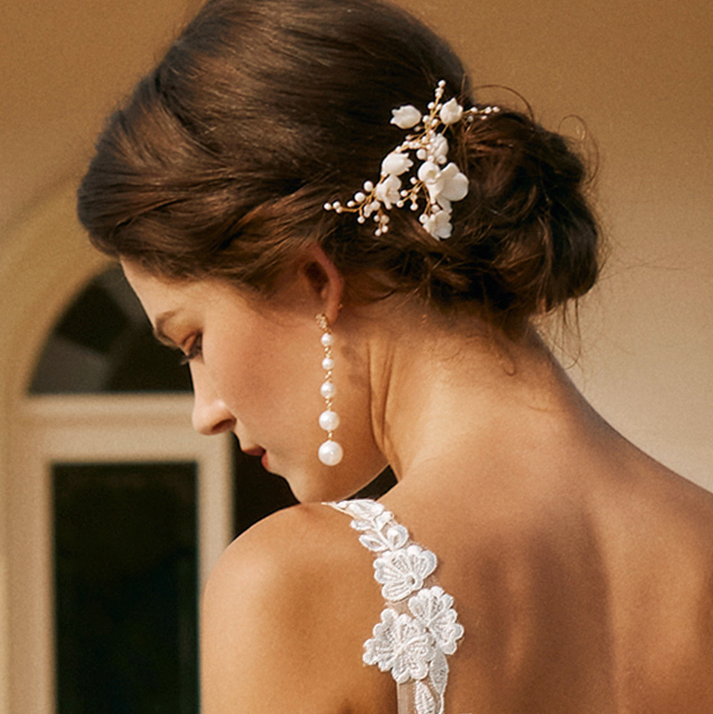 Elegant Wedding Hair Comb Hairpins With Flower Cubic  display picture 3