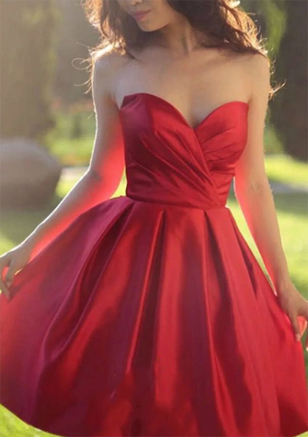 Ball-Gown Sweetheart Sleeveless Short/Mini Satin Homecoming Dresses