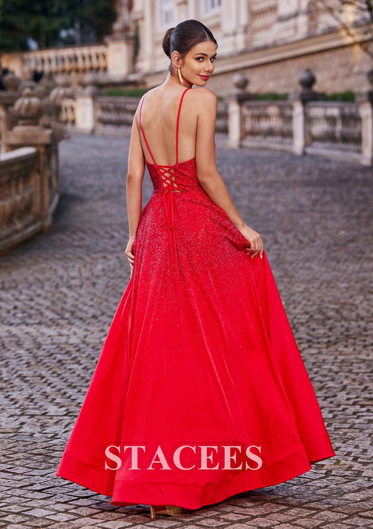 Princess A Line Square Neck Satin Long Prom Dress, Evening Dress main image 1