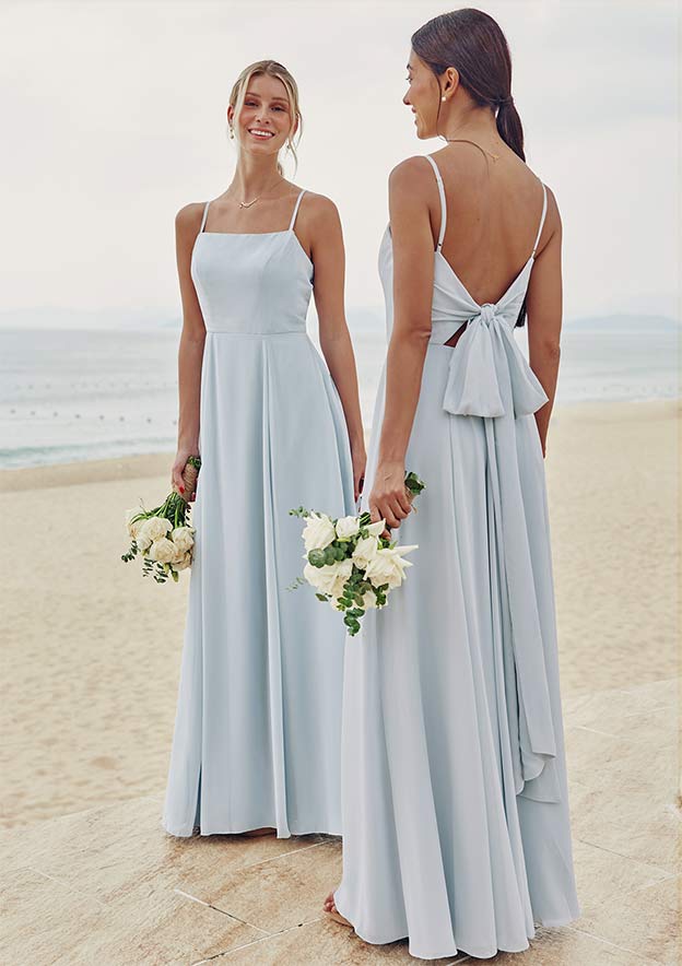 blue black bridesmaid dresses Zapakasa Women Simple Black Blue Mermaid Long Bridesmaid Dress with Slit  Spaghetti Straps Pleated Long Formal Dress main image 1