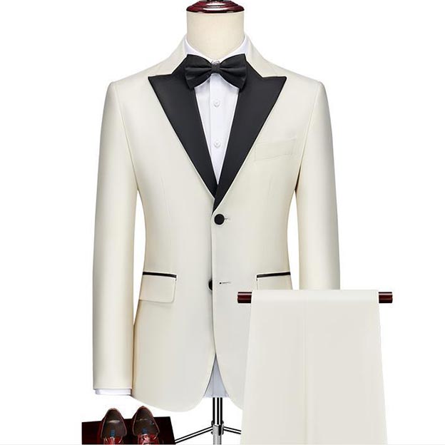 Peak Lapel Single Breasted 2 Piece Men's Wedding Suit 