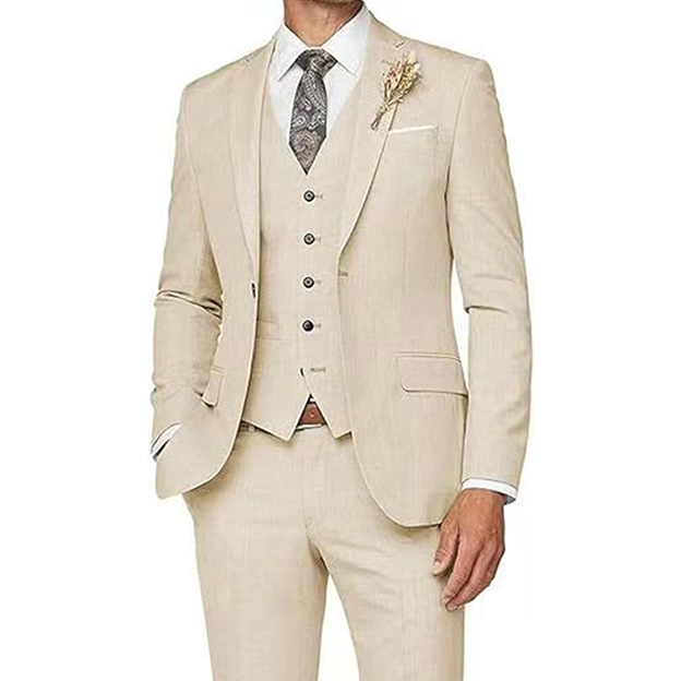 Brown Peak Lapel Single Button 3 Piece Men's Wedding Suits main image 0