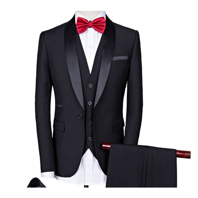 Shawl Lapel 3 Piece Single Breasted Men's Wedding Suit