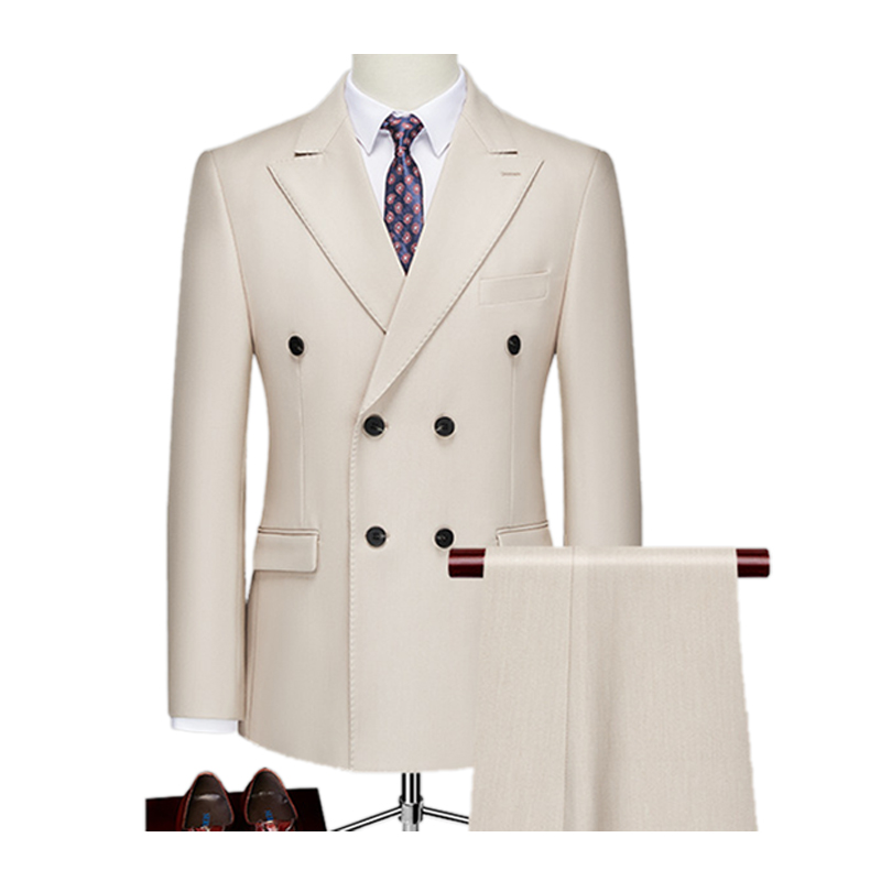 Notch Lapel 2 Piece Double-breasted Men's Wedding Suit