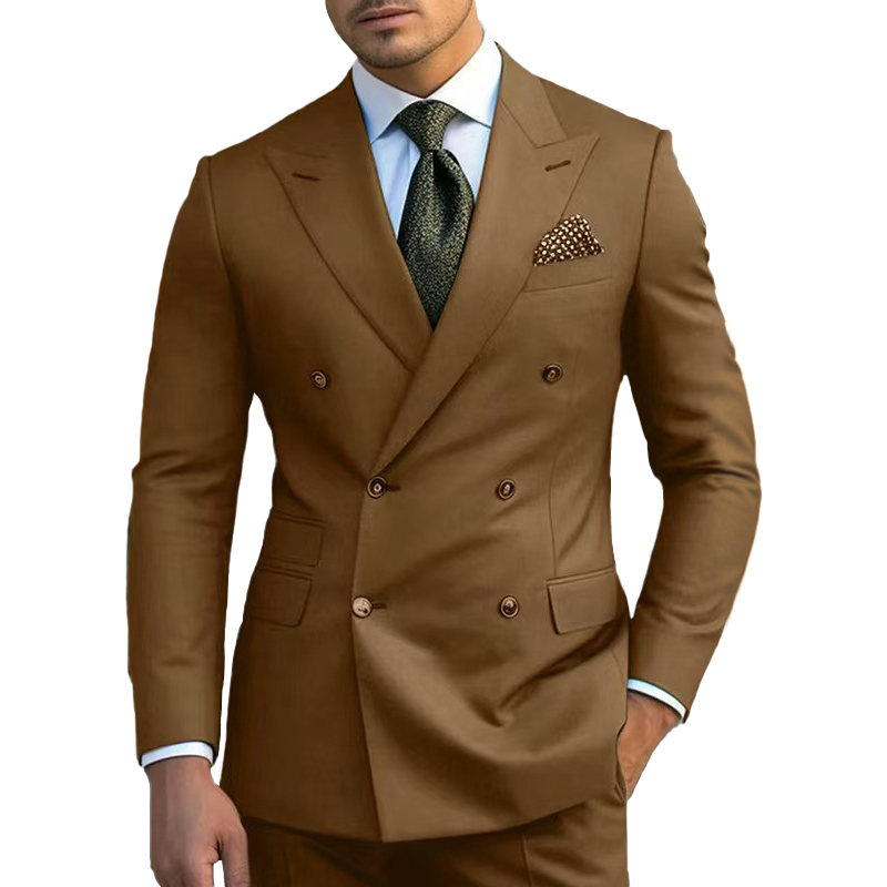 Peak Lapel 2 Piece Double-breasted Men's Wedding Suit