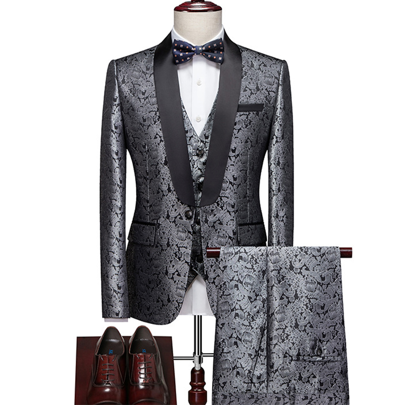 Shawl Lapel 3 Piece Single Breasted Men's Wedding Suit