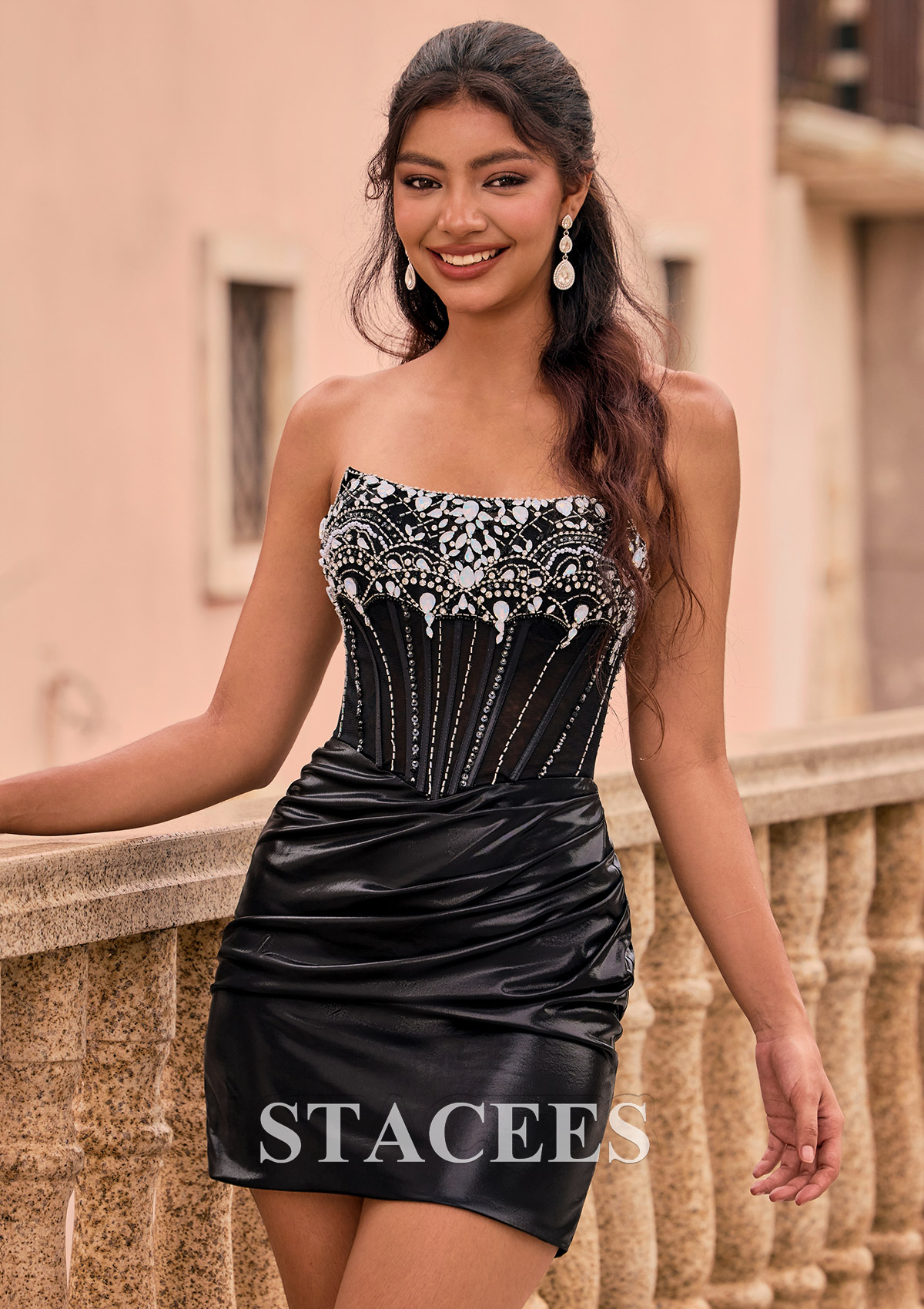Tubo cuello cuadrado metálico corto vestido para homecoming