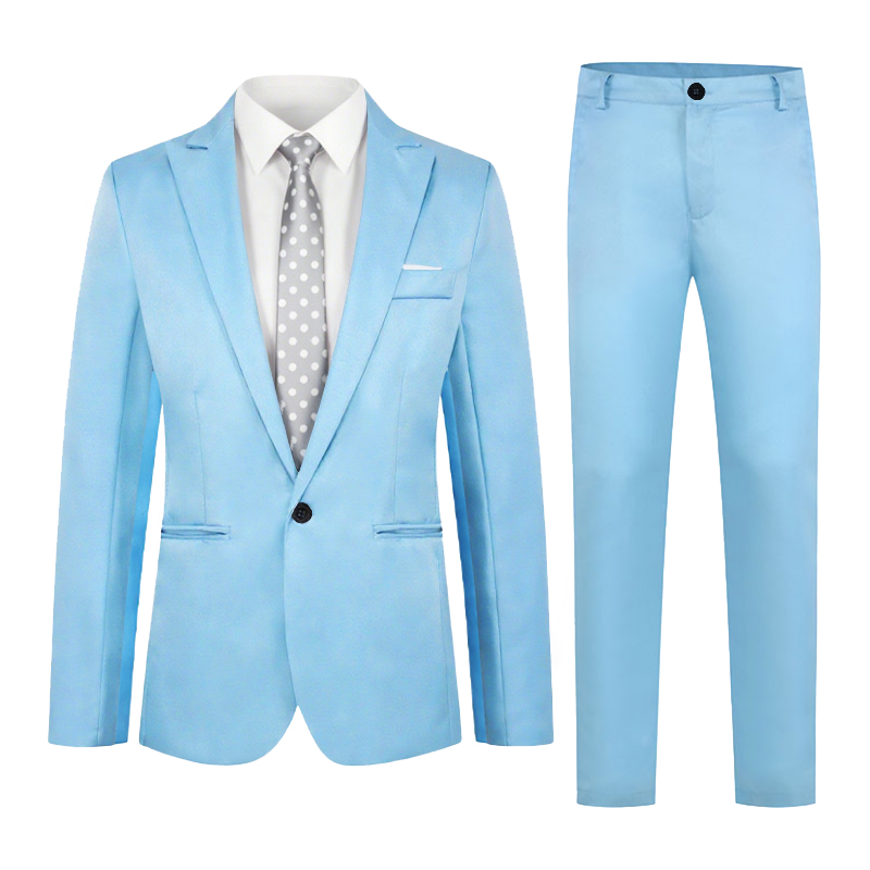 Solid Notch Lapel Single Breasted 2 Piece Men's Prom Suit 