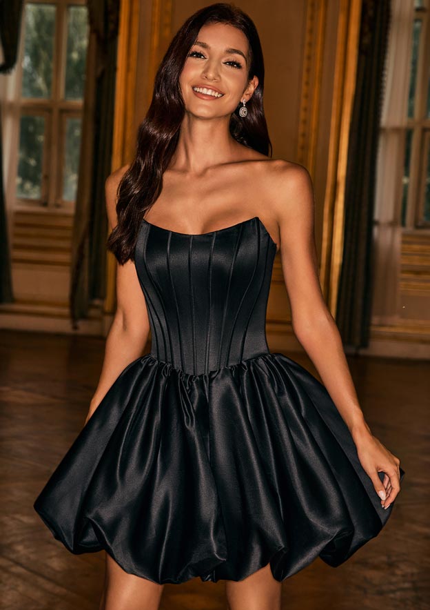 A-line Strapless Corset Satin Bubble Homecoming Dress S8758H - Homecoming  Dresses