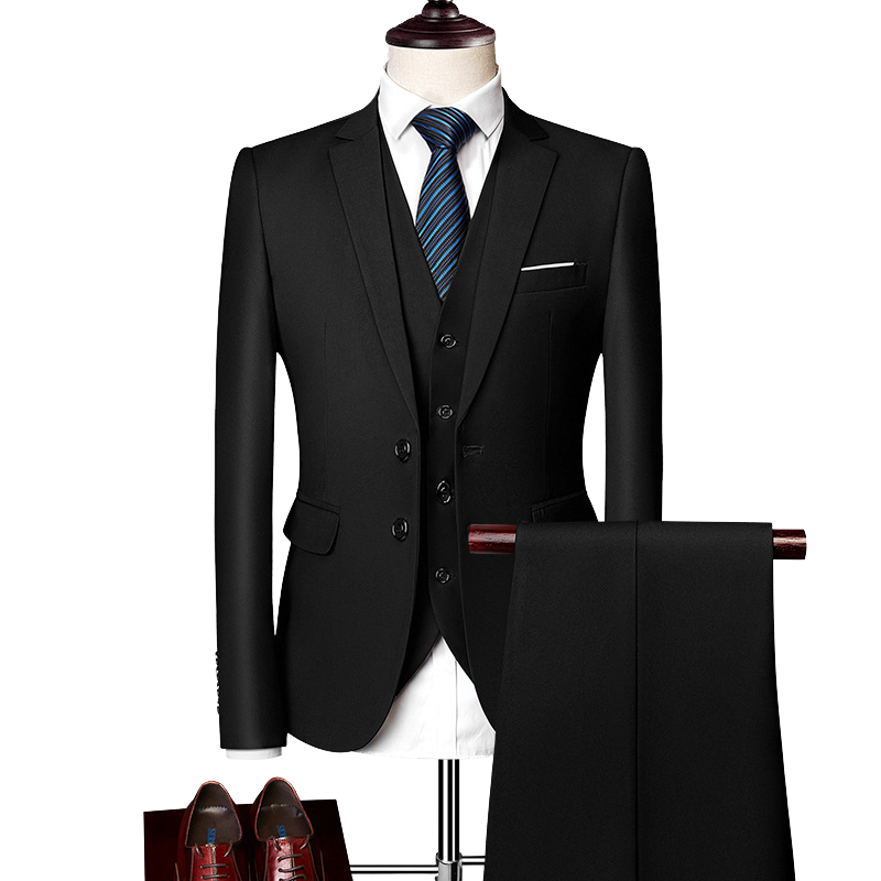 Revers cranté simple boutonnage 3 pièces costume homme pour mariage