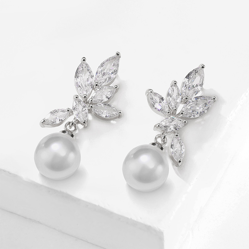 Attractive Exquisite Women's Copper Earrings with Cubic Zirconia