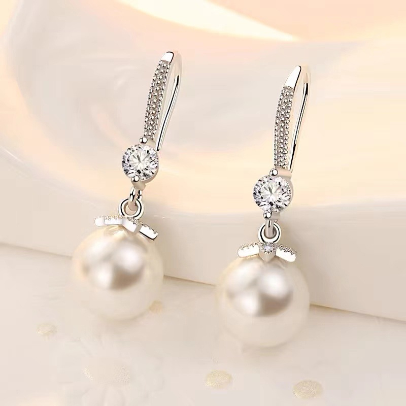 Charming Stylish Female S925 Silver Imitation Pearls Earrings