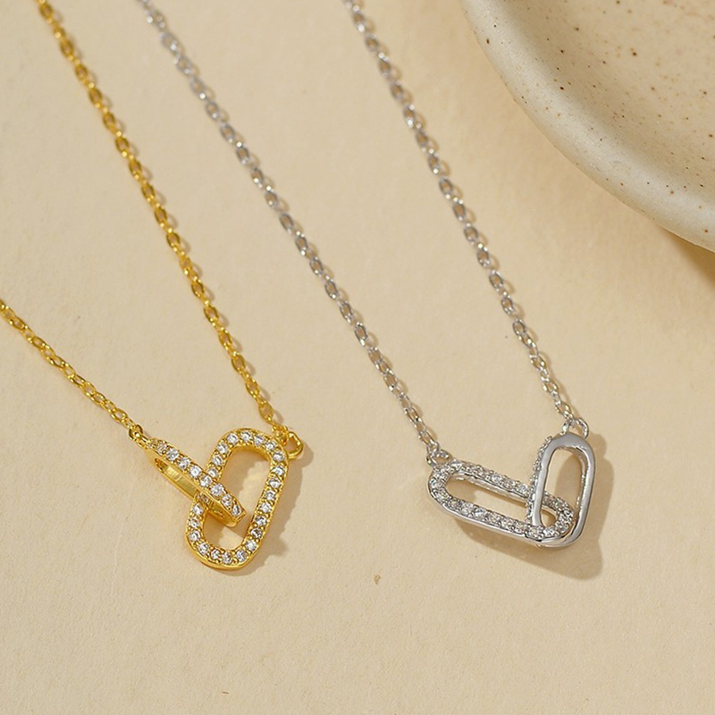 Gorgeous Simple Stainless Steel Necklace with Cubic Zirconia