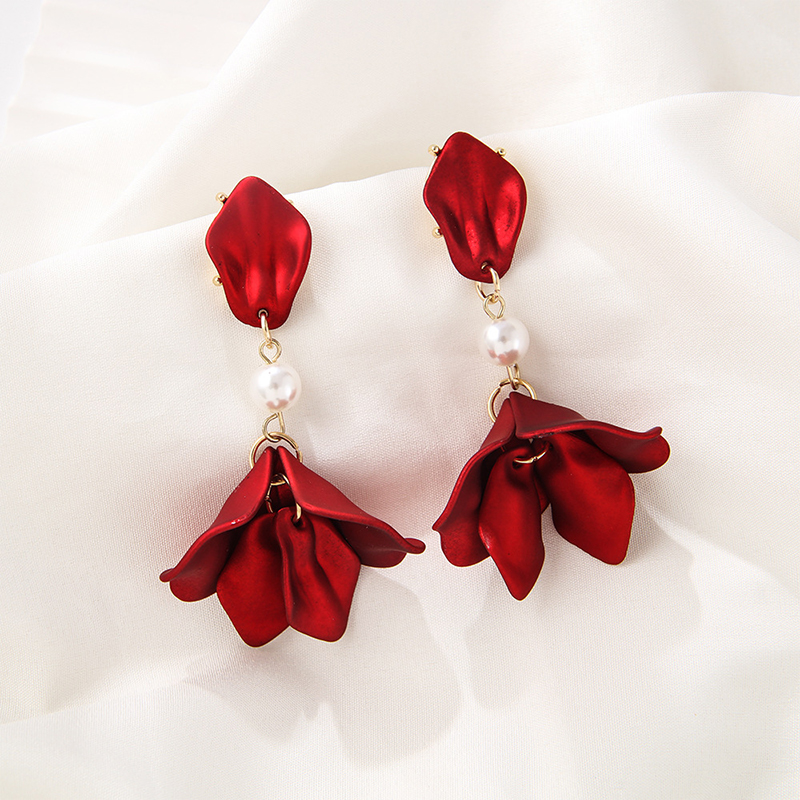 Exquis simple feuilles petals acrylique boucles d'oreilles