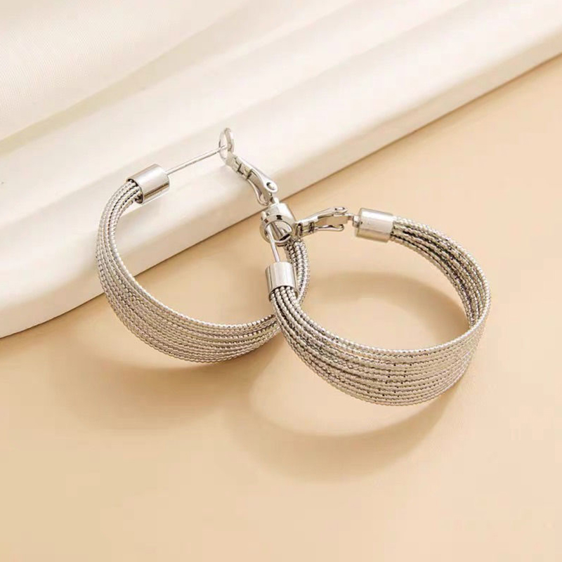 Basique élégant cercle alliage boucles d'oreilles