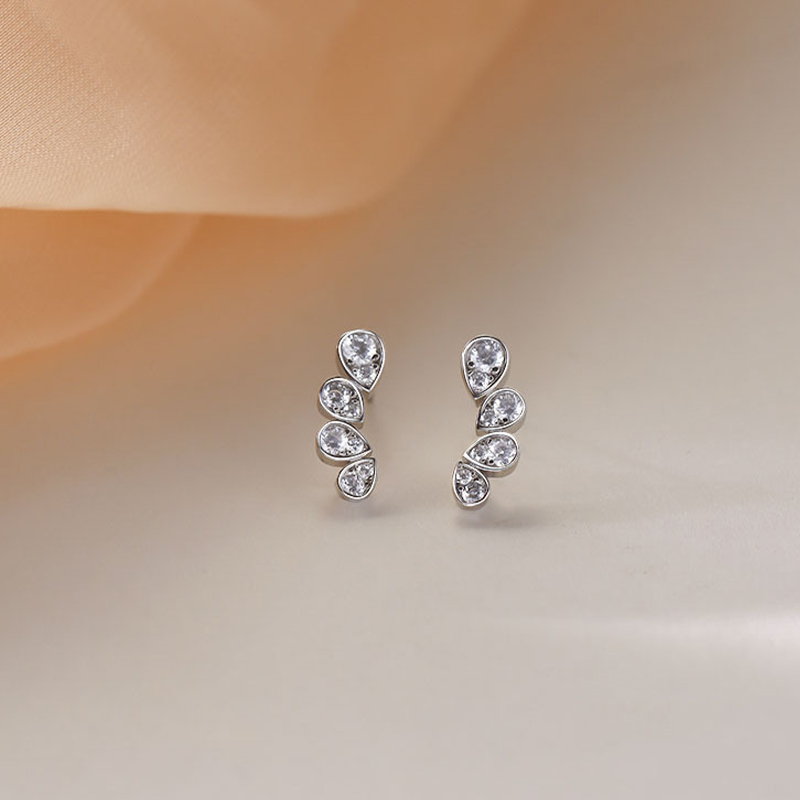 Luxueux romantique argent S925 boucles d'oreilles avec zircone cubique