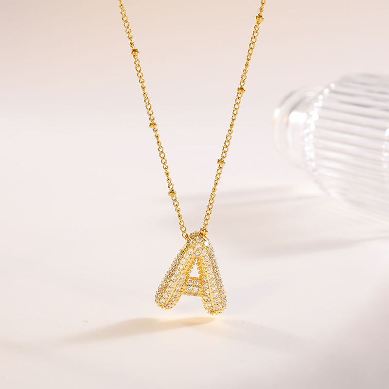 Chic Classic Ladies' Initial Pendant Necklace with Cubic Zirconia