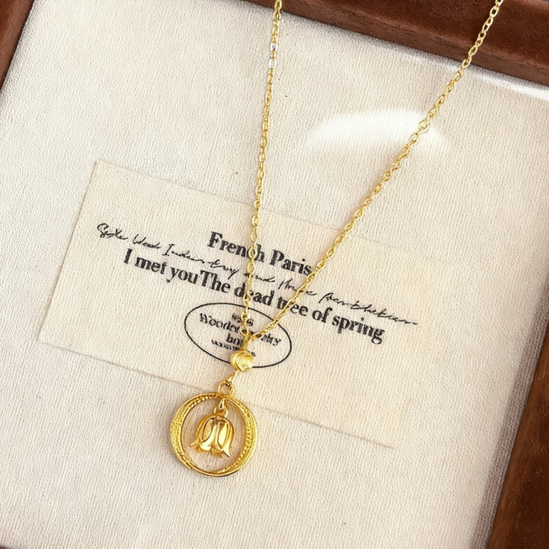 Charming Chic Ladies' Circle Flower Copper Necklace