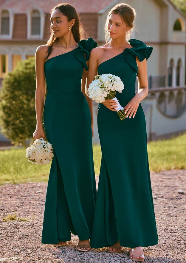 Stacees Mermaid Ruffle One-Shoulder Bridesmaid Dress with Slit Stacees Mermaid Ruffle One-Shoulder Bridesmaid Dress with Slit