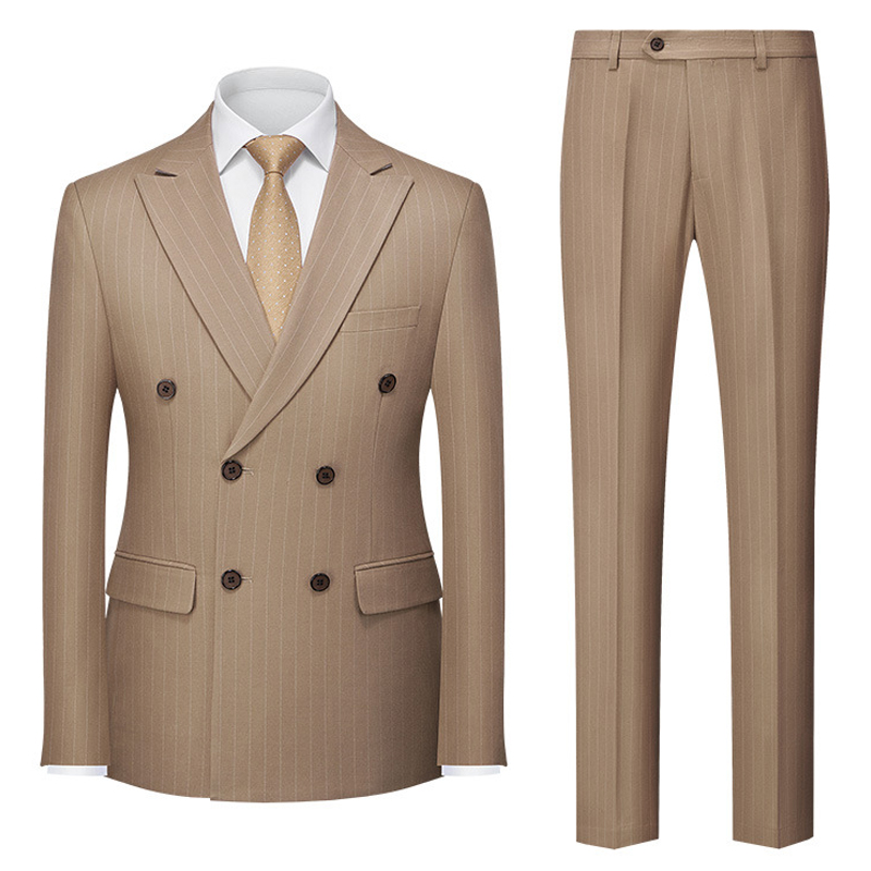 Peak Lapel Double-breasted 2 Piece Men's Wedding Suit