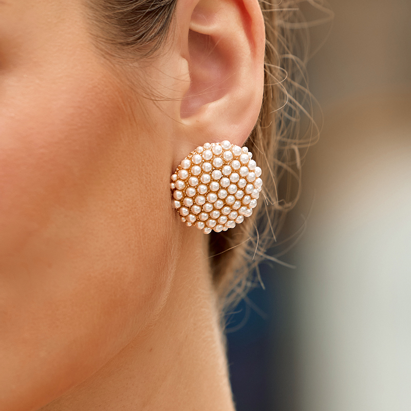 Attractif luxueux cuivre boucles d'oreilles avec perles d'imitation