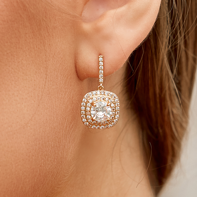 Attractif magnifique romantique argent s925 zircon boucles d'oreilles
