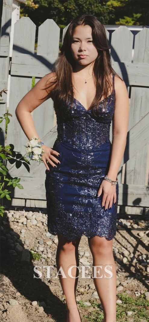 Sparkly Corset Sheath Short Tulle Homecoming Dress with