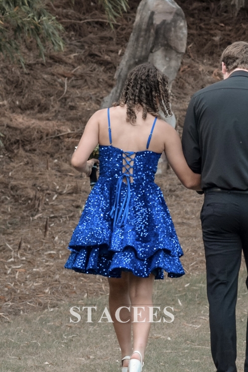 Robe Paillettes Floerns - Col V - Manches Courtes - Taille Trapèze