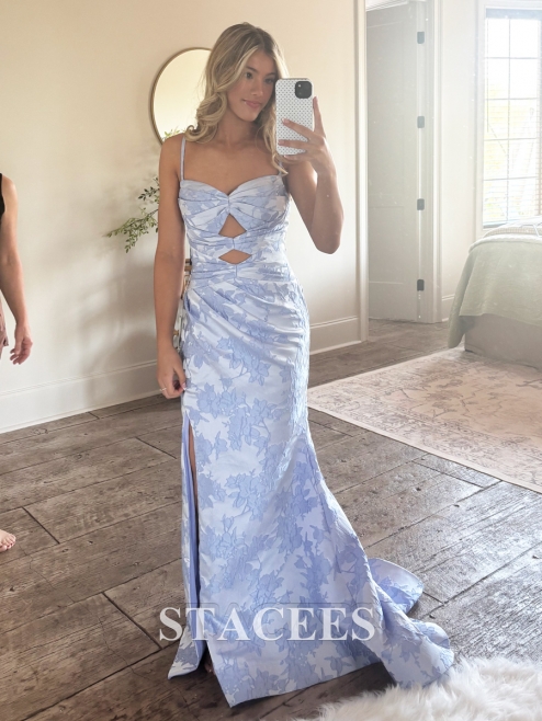 Trumpet/Mermaid Sweetheart Jacquard Sweep Train with Pleated Split Keyhole  S9060P - Prom Dresses - Stacees