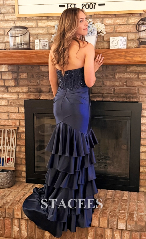 open lace back dress Angela and Alison Long Prom Dress 20076 – Alexandra's Boutique main image 1